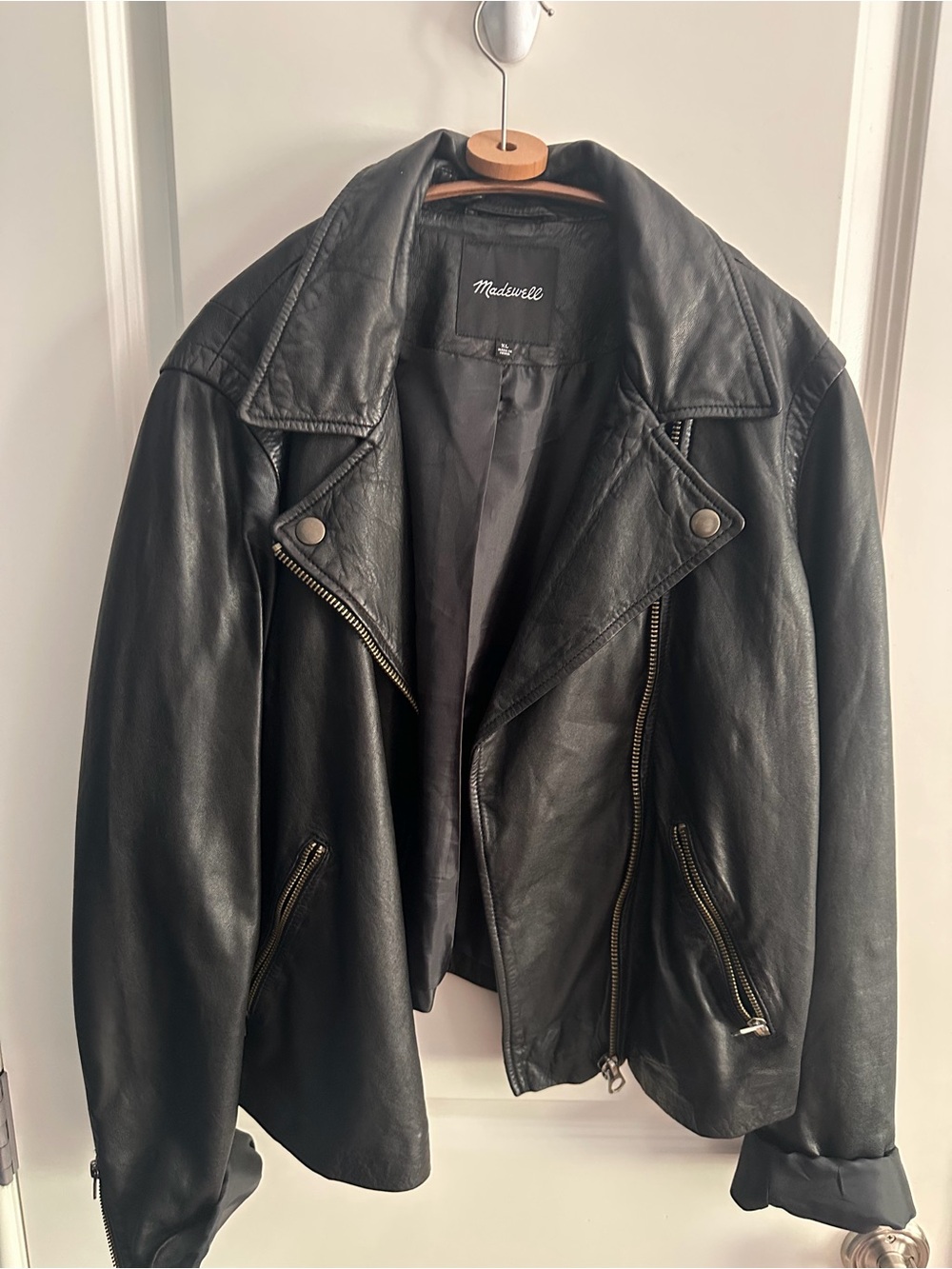 Madewell Black Leather Asymmetrical Moto Jacket
